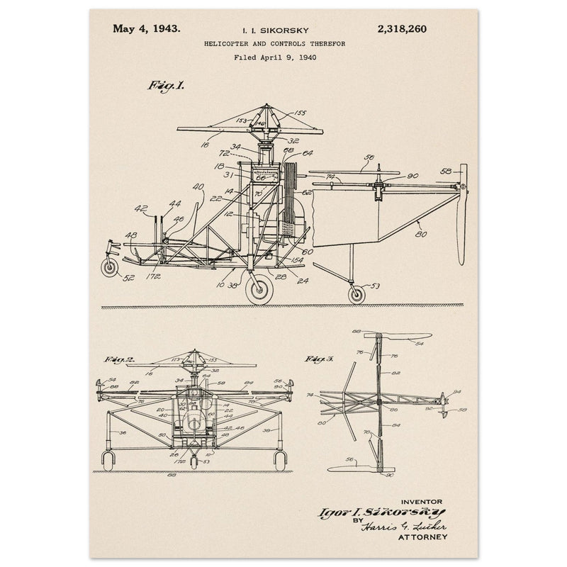 Helicopter patent by Igor Sikorsky