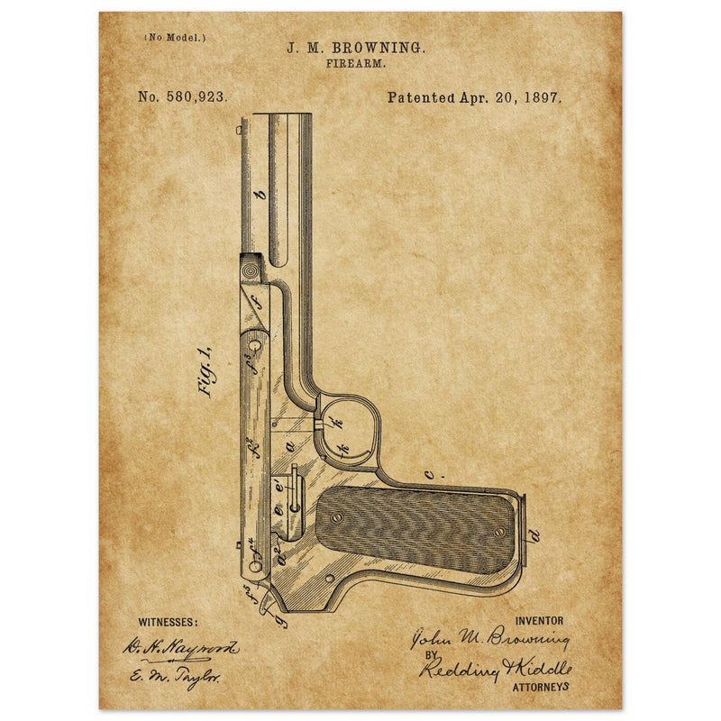 Firearm mechanism patent by John M. Browning.