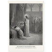 Gustave Dore The Bible engraving print . Jesus raising up the daughter of Jairus miracle .