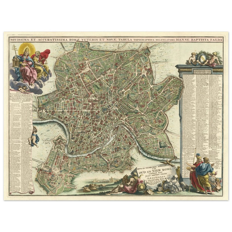 Antique city map of Rome in Italy XVIII Century by Johan Baptiste Homann.