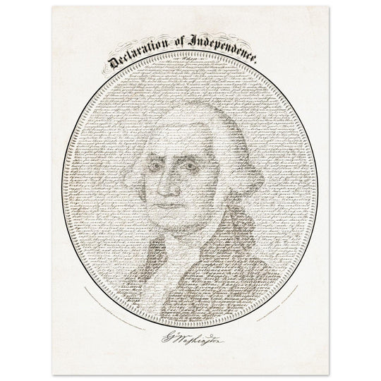 Declaration of Independence vintage print reproduction. George Washington president .
