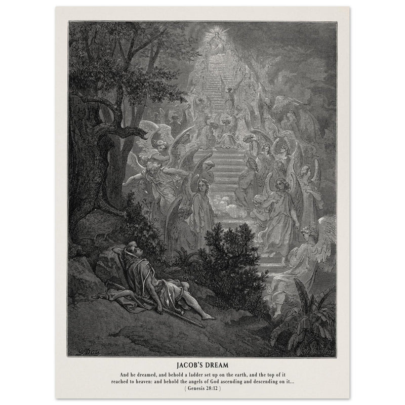 Gustave Dore The Bible engraving print . Jacob's dream.