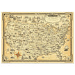 United States of America vintage map by Ernest Dudley Chase celebrating landmarks and national symbols of identity.