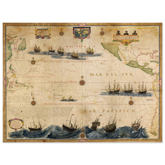 Pacific ocean South Sea ancient old map poster by Hessel Gerritsz 1622