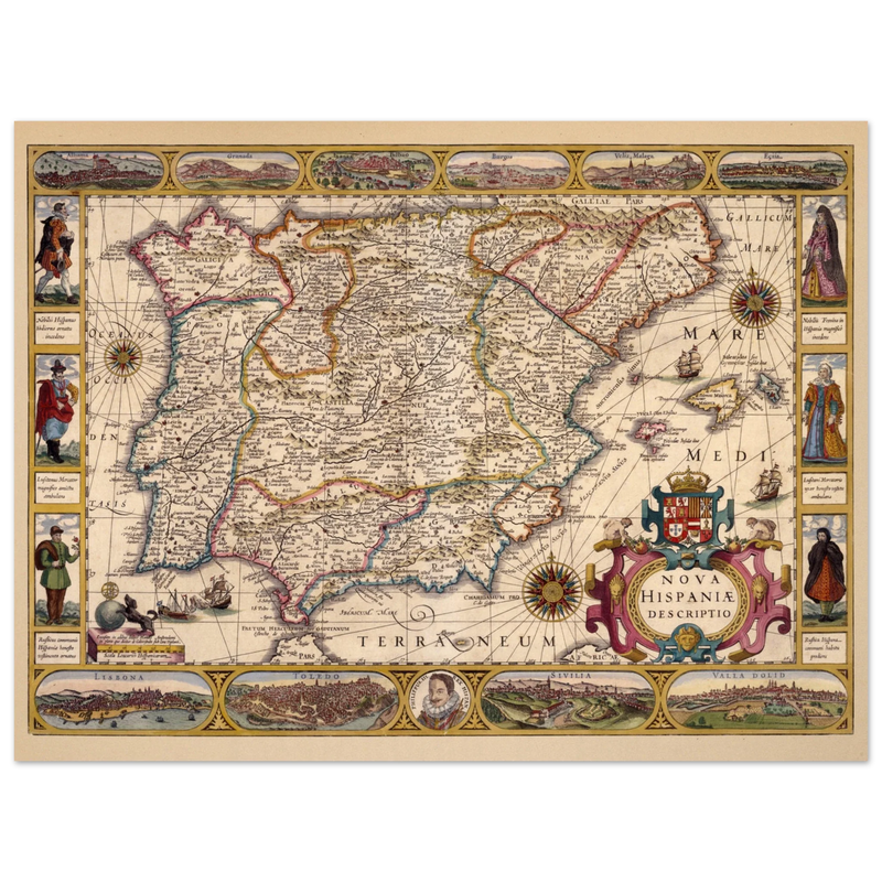 Nova Hispaniae ancient map reproduction of 1610 by Jodocus Hondius based on Gerhard Mercator