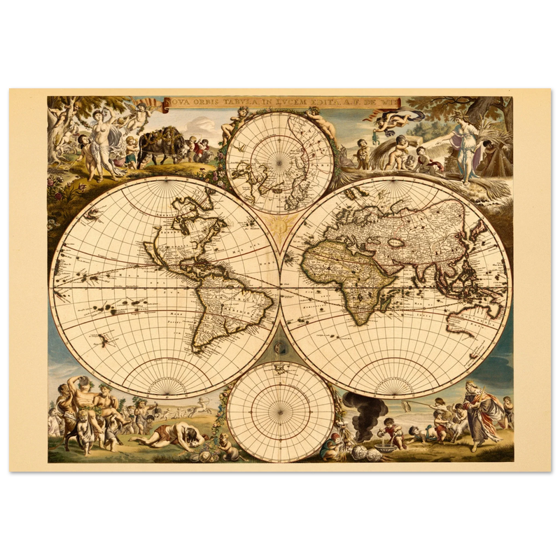 Ancient world map. Nova orbis tabvla in lvcem edita by Frederik de Wit