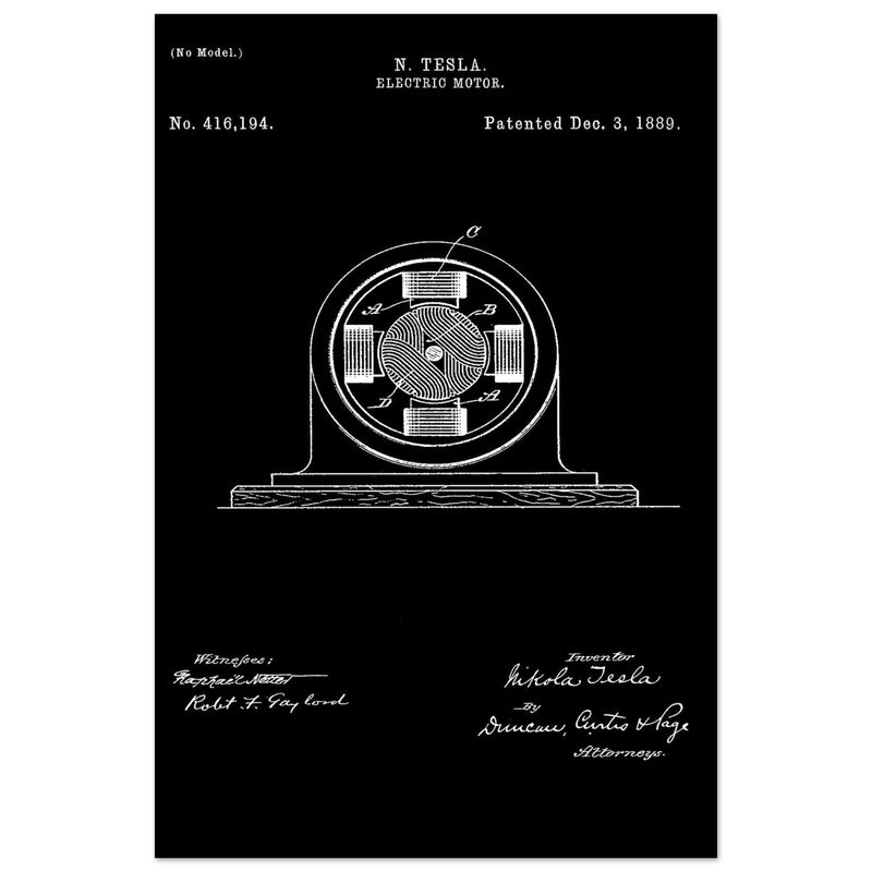 Electric Motor  patent 416194 by Nikola Tesla.