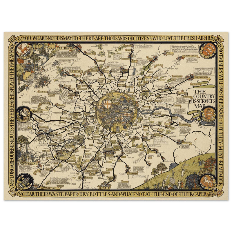 London vintage city map poster  from 1928 by Leslie Mc Donald.