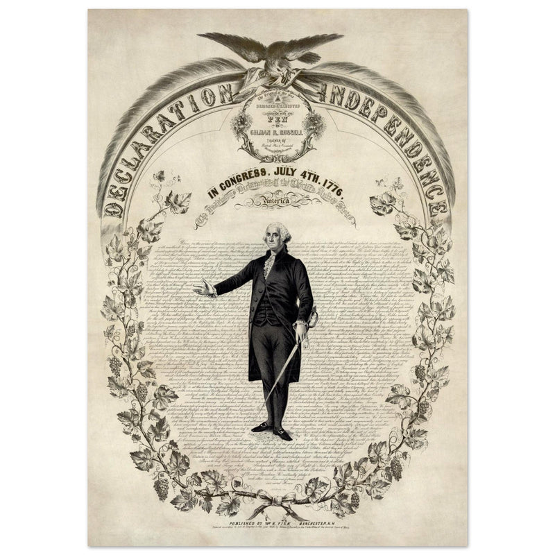 Declaration of Independence of America. George washington manuscript illustration.