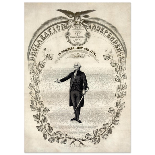 Declaration of Independence of America. George washington manuscript illustration.
