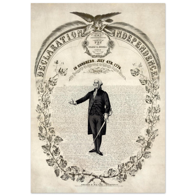 Declaration of Independence of America. George washington manuscript illustration.