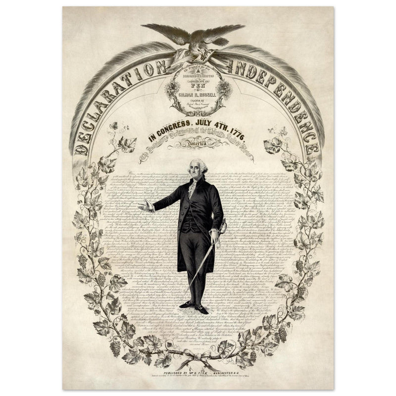 Declaration of Independence of America. George washington manuscript illustration.