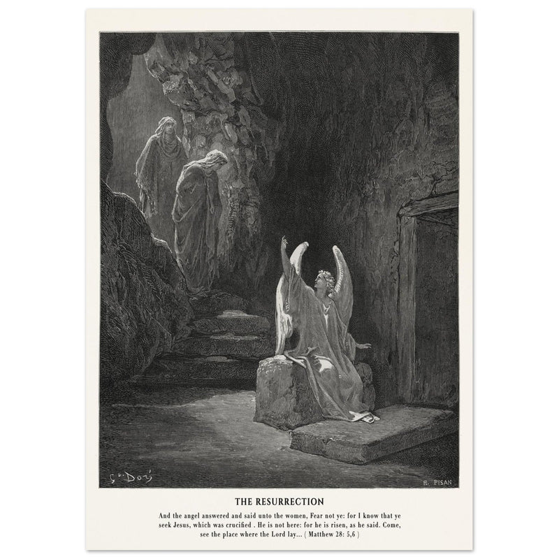 Gustave Dore The Bible engraving print . The Resurrection illustration .