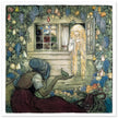 John Bauer vintage illustration print . From the fairy tale The Magician's Cape.