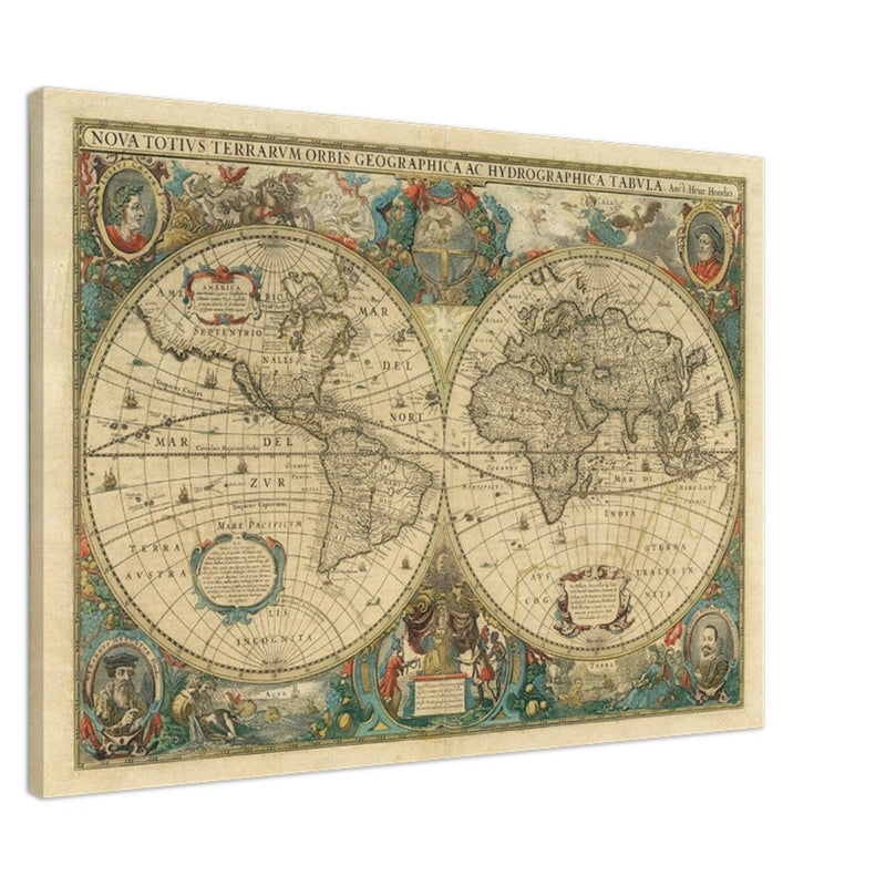 Nova totius terrarum orbis 1630 old world map poster by Hendrik Hondius