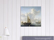 Willem van de Velde Ships before the coast. Marine landscape painting.