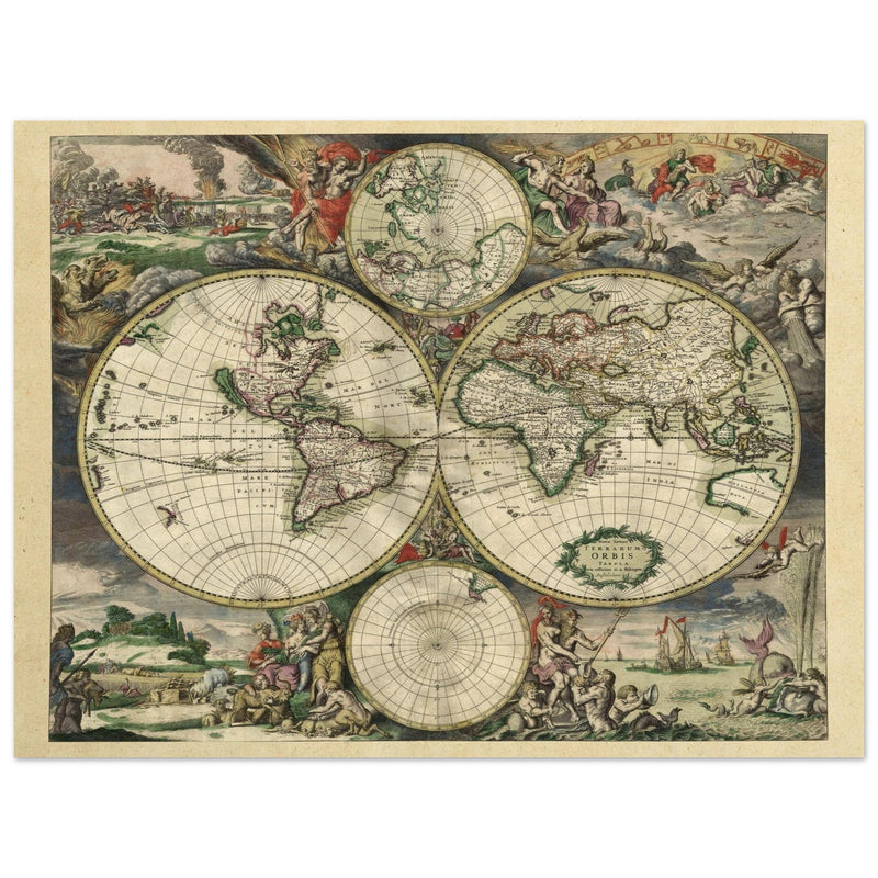 Ancient old world map of 1689 by Gerard van Schagen.