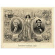 Abraham Lincoln and George Washington. Columbia's noblest sons engraving