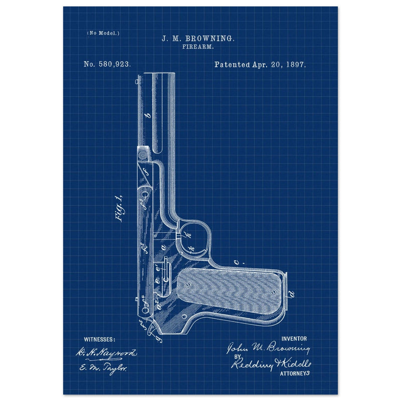 Firearm mechanism patent by John M. Browning.