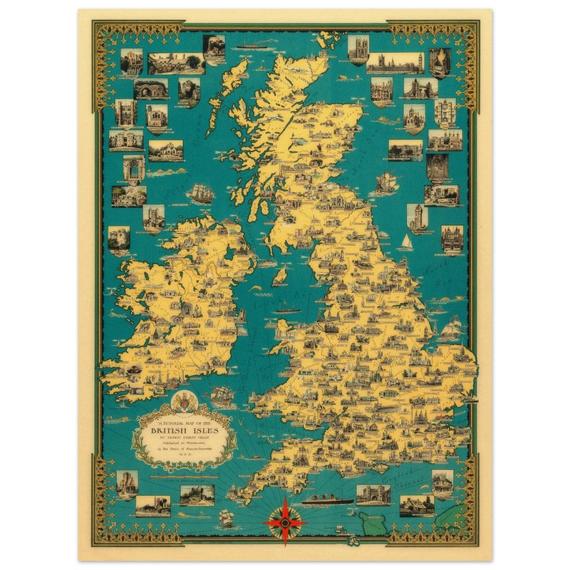 Old map of the British islands by Ernest Dudley Chase