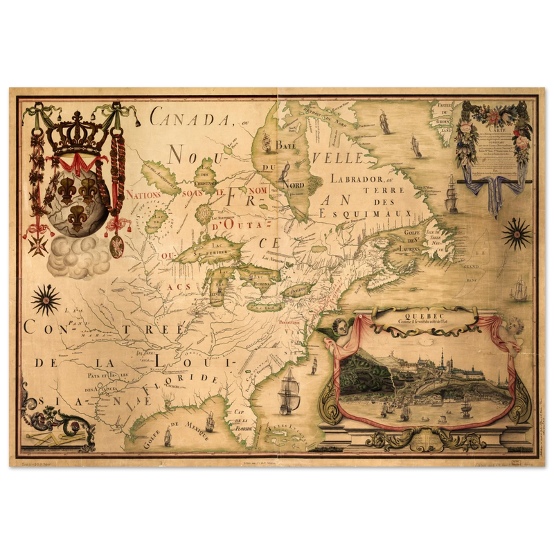 North America map. Canada, ou Nouvelle France by Jean-Baptiste Louis Franquelin