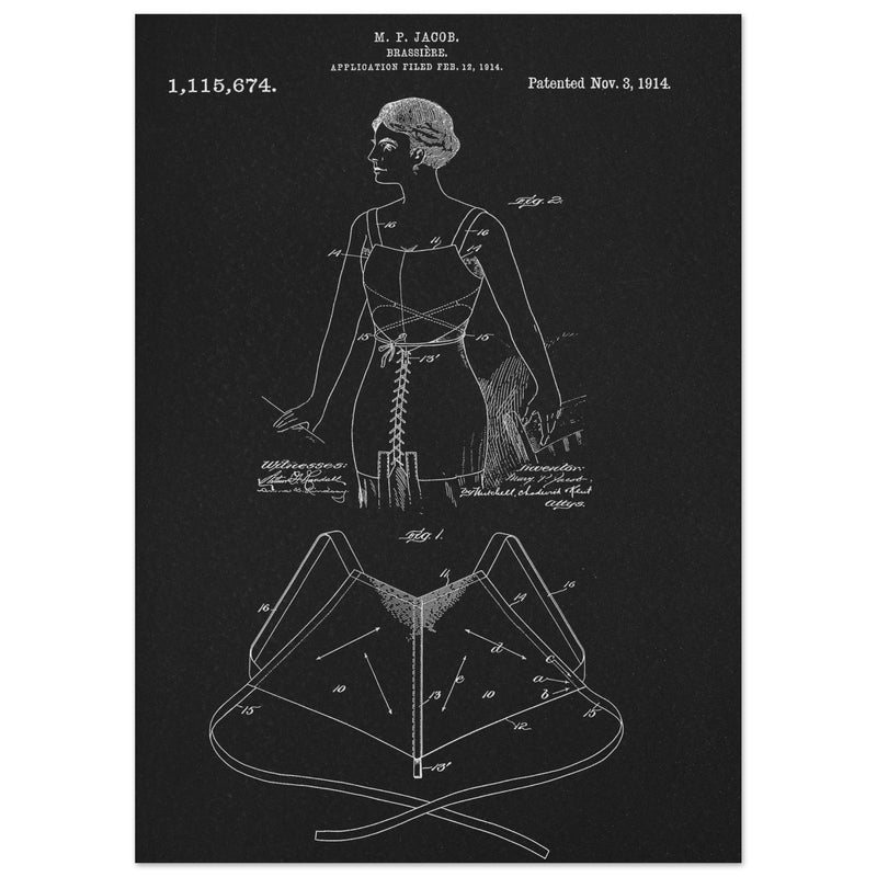 Brassiere patent drawing by M P Jacob.