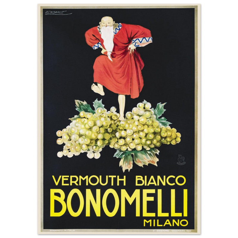 White Vermouth aperitif drink Bonomelli vintage advertising. Fine art  poster by Luciano Achille Mauzan 1932
