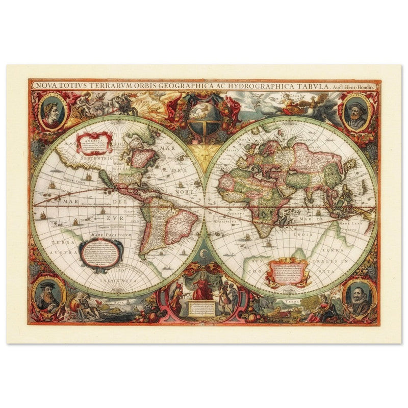 Ancient old world map by Hendrik Hondius