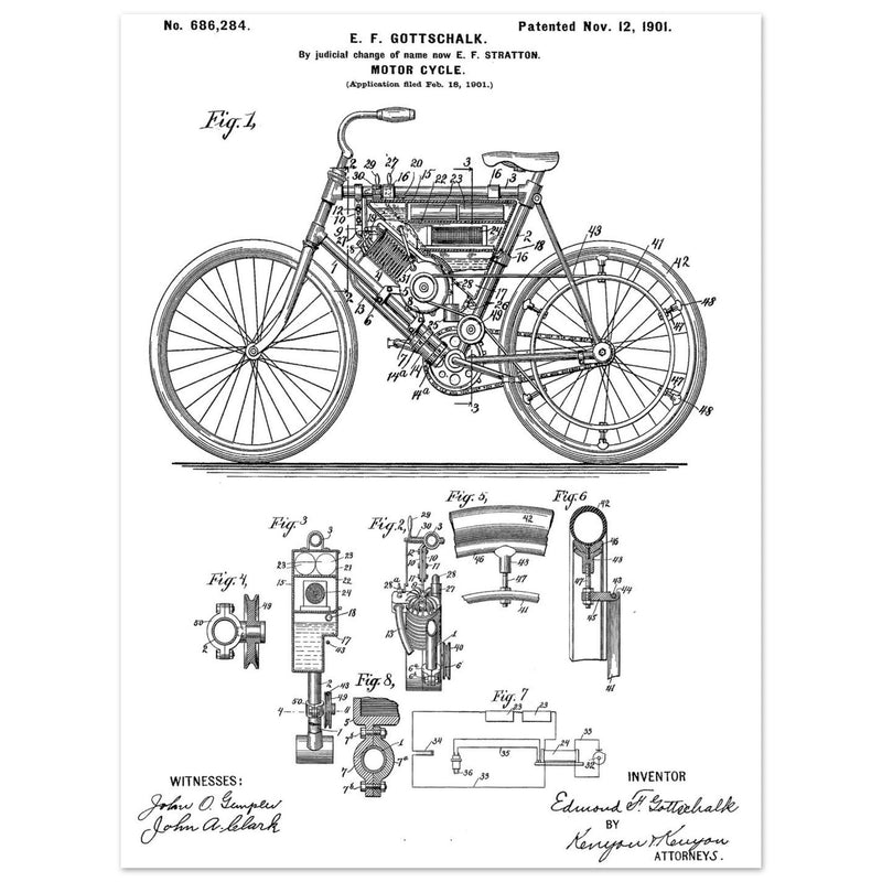 Motorcycle old patent 686284 by Gottschalk