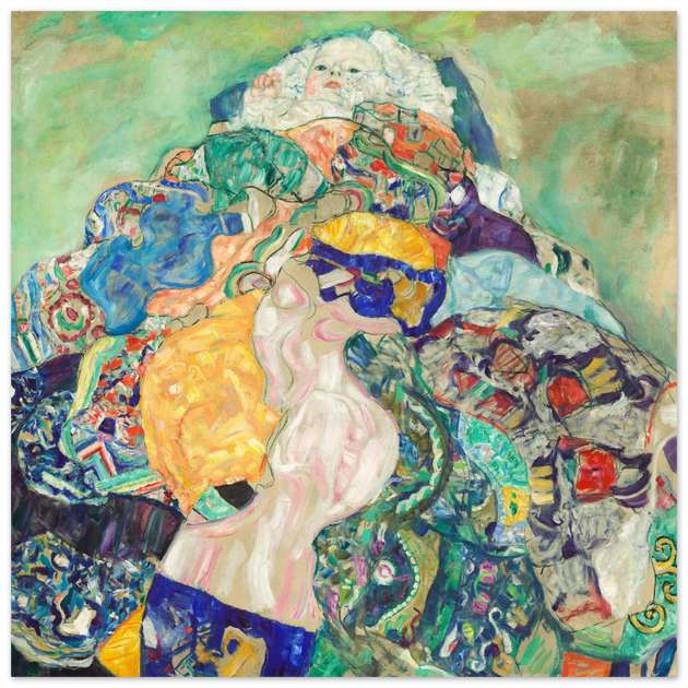 Gustav Klimt Baby cradle painting.