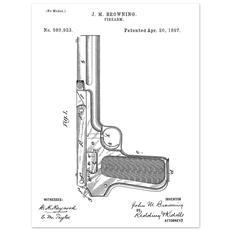 Firearm mechanism patent by John M. Browning.