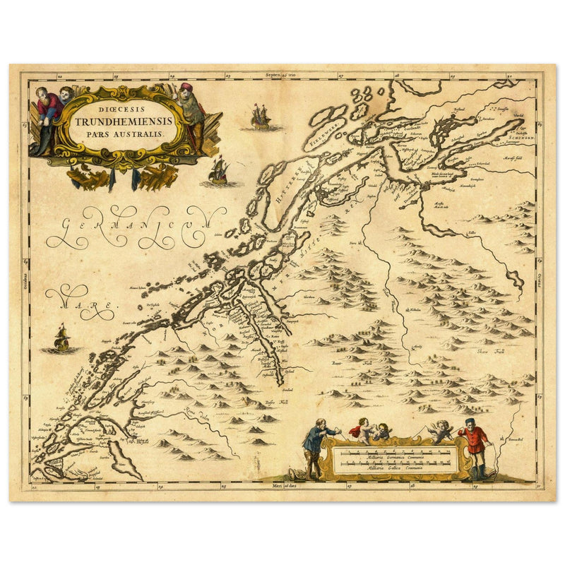 Ancient map of Norway published in the XVII Century by Jan Jansson