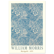 William Morris Marigold art print. Vintage wallpaper reproduction. Blue floral pattern.