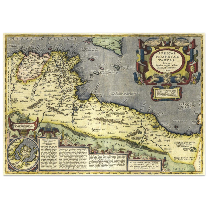 Ancient map of North Africa. Africae Propriae Tabula by Abraham Ortelius