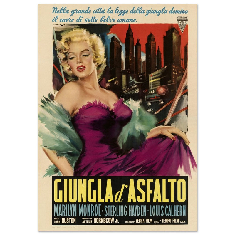 Giungla d' Asfalto ( The Asphalt Jungle ) historic italian movie poster reproduction.