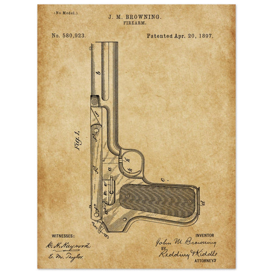 Firearm mechanism patent by John M. Browning.