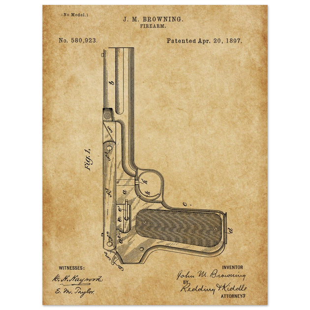 Firearm mechanism patent by John M. Browning.