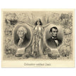 Abraham Lincoln and George Washington. Columbia's noblest sons engraving