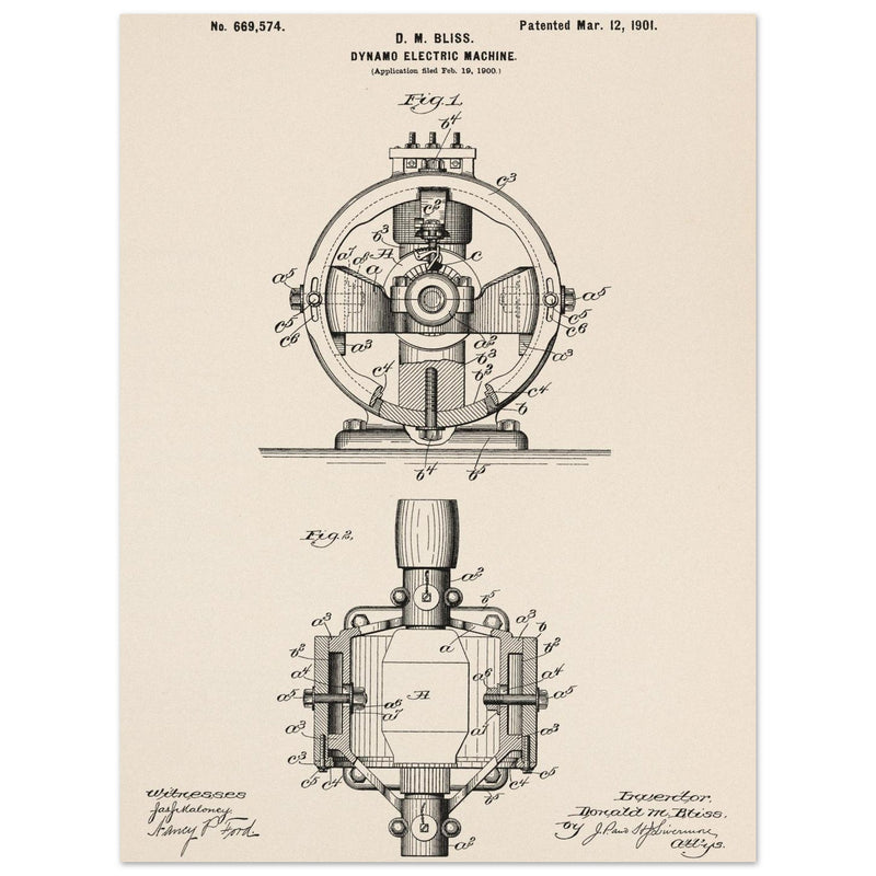 Dynamo electric machine patent by D M Bliss.
