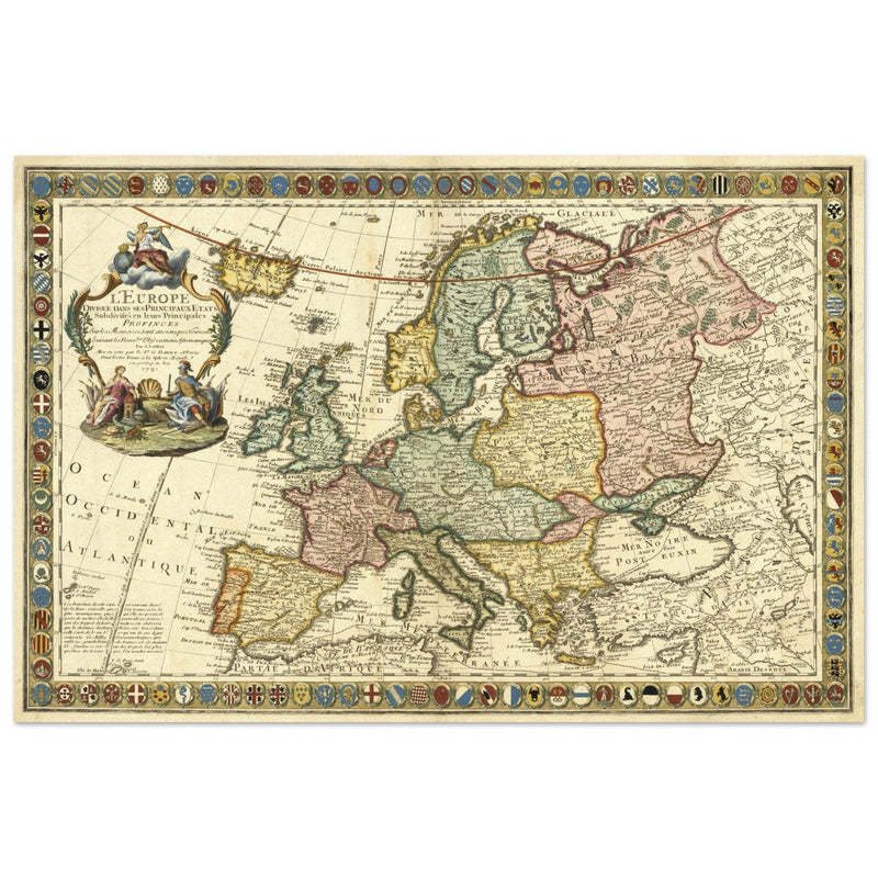Ancient Europe map of the XVIII century by Guillaumet Danet