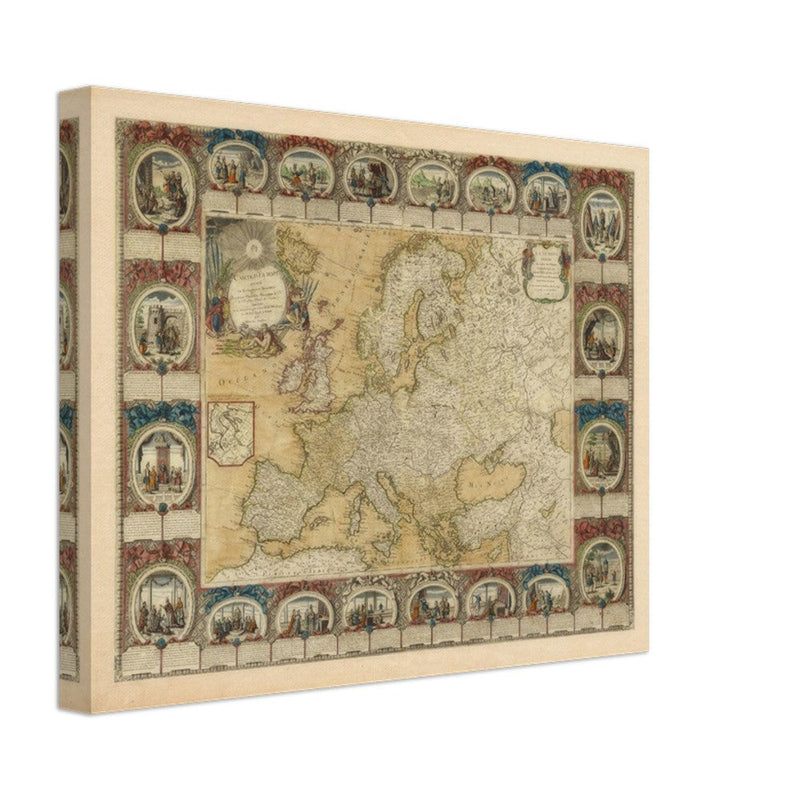 Ancient antique map of Europe. The map is devided in empires and realms.  poster.