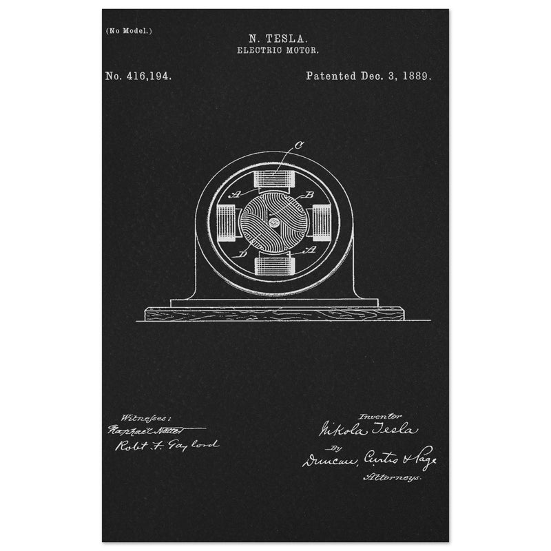 Electric Motor  patent 416194 by Nikola Tesla.