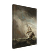 Willem van de Velde A Ship on the High Seas Caught by a Squall, Known as The Gust. Old marine painting. Stormy sea.