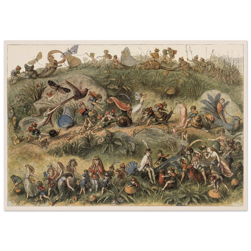 Richard Doyle fantasy illustration part Fairyland book. Triumphal march of the Elf king.
