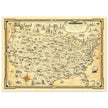 United States of America vintage map by Ernest Dudley Chase celebrating landmarks and national symbols of identity.
