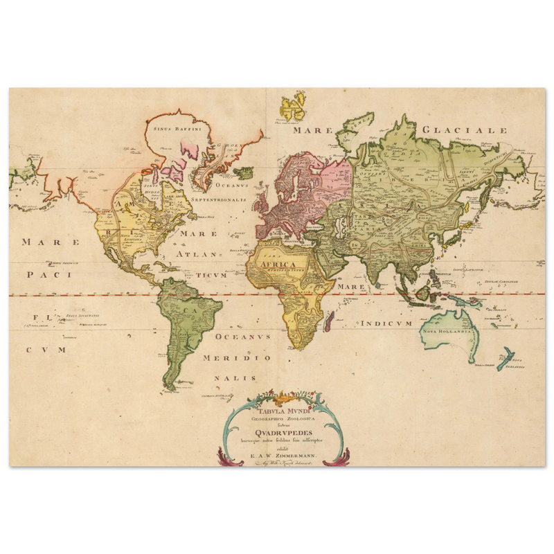 1783 Map of the world showing the distribution of mammals