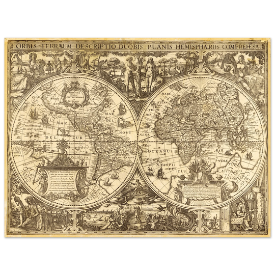 Ancient world map vintage reproduction of the XVII century by Nicolaes Geylekerck