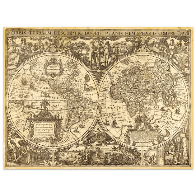 Ancient world map vintage reproduction of the XVII century by Nicolaes Geylekerck