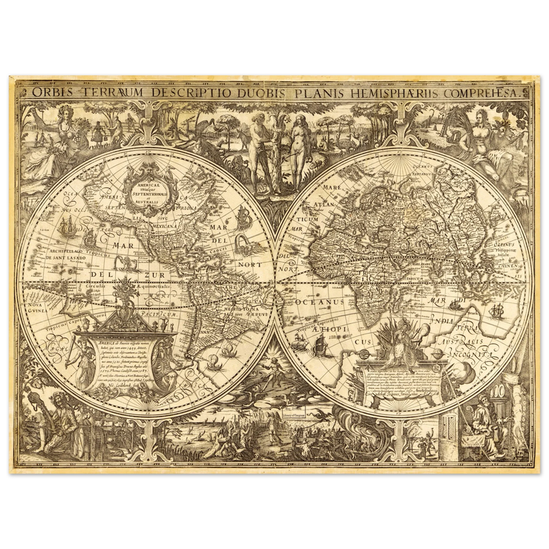 Ancient world map vintage reproduction of the XVII century by Nicolaes Geylekerck