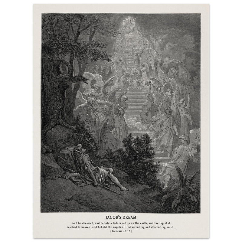 Gustave Dore The Bible engraving print . Jacob's dream.